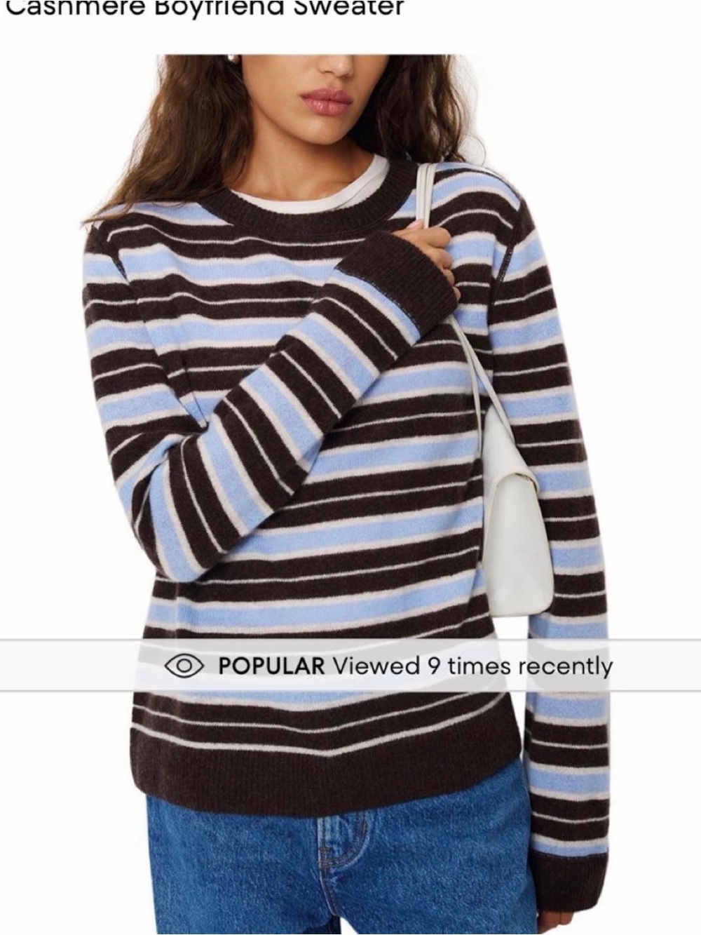 NWT Reformation Striped Brown and Light Blue Crewneck Sweater S